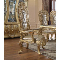Thumbnail for Cabriole - Arm Chair (Set of 2) - Light Gold PU & Gold Finish - Tony's Home Furnishings