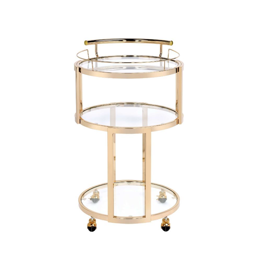 Madelina - Serving Cart - Gold & Clear Glass - Tony's Home Furnishings
