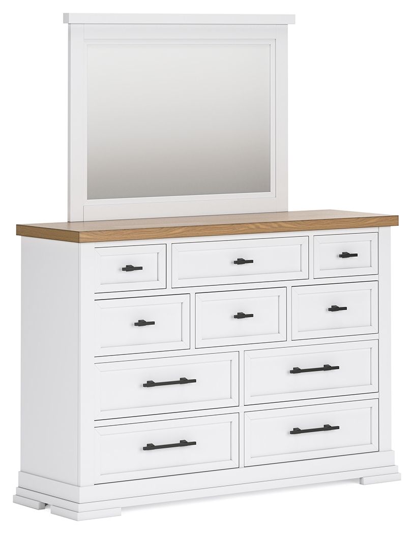 Ashbryn - White / Natural - Dresser And Mirror - Tony's Home Furnishings