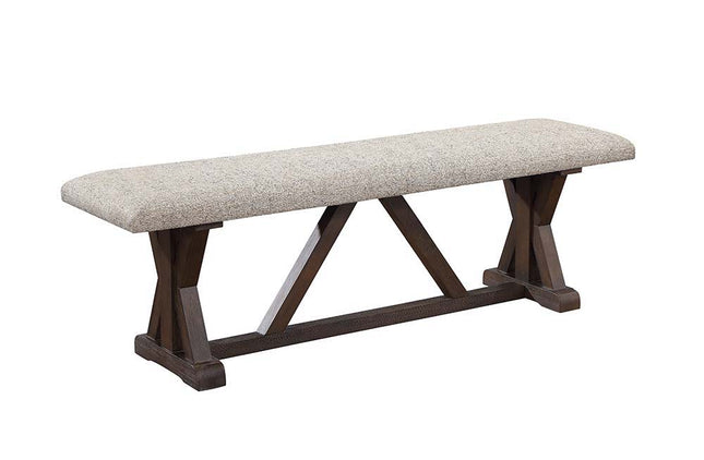 Pascaline - Bench - Gray Fabric, Rustic Brown & Oak Finish - Tony's Home Furnishings