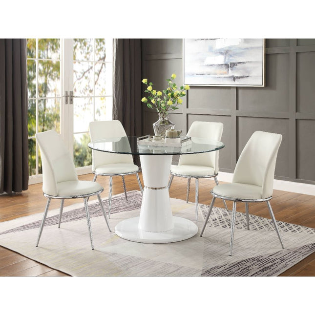 Kavi - Dining Table - Clear Glass & White High Gloss - Tony's Home Furnishings