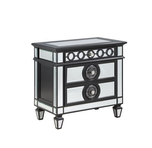 Varian II - Nightstand - Black Velvet & Black & Sliver Finish - Tony's Home Furnishings