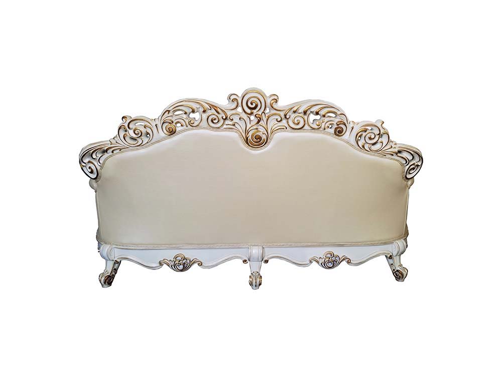 Vendom - Sofa - Champagne PU & Antique Pearl Finsih - Tony's Home Furnishings