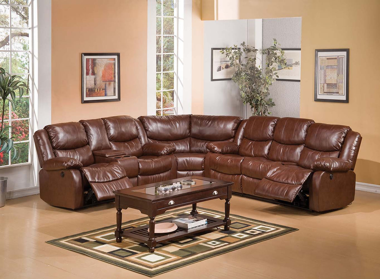 Fullerton - Wedge - Brown Bonded Leather Match - Tony's Home Furnishings