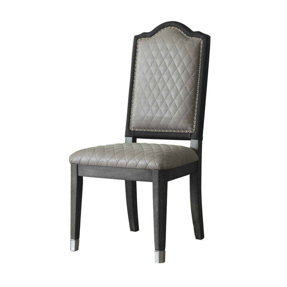 House - Beatrice Side Chair (Set of 2) - Two Tone Gray Fabric & Charcoal Finish - Tony's Home Furnishings