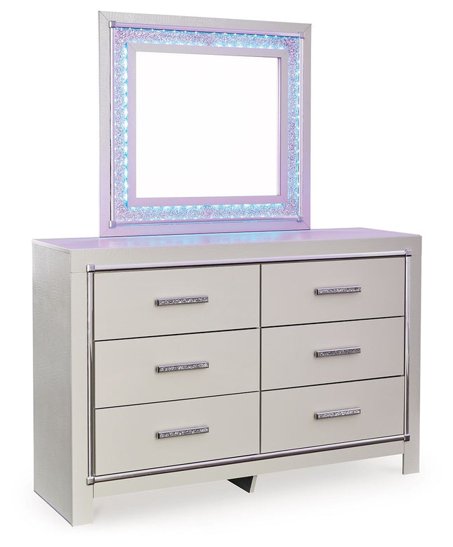 Zyniden - Silver - Dresser And Mirror - Tony's Home Furnishings