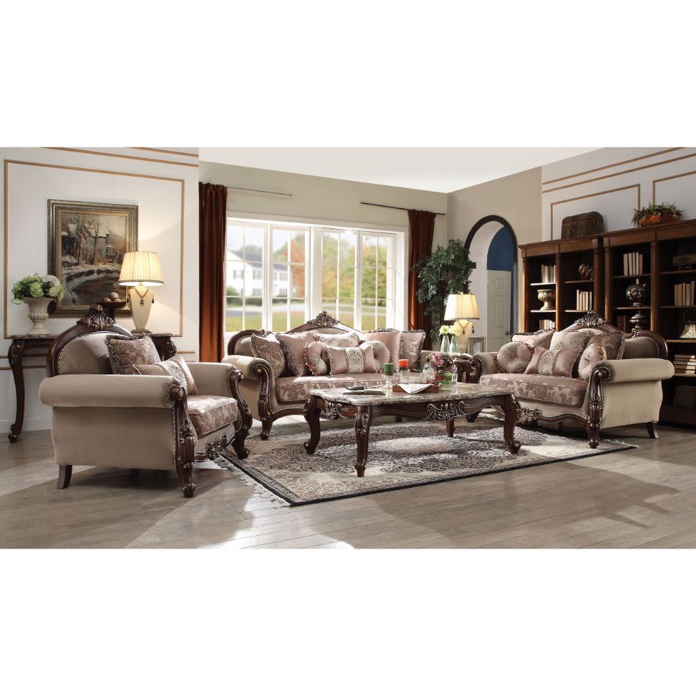 Mehadi - Sofa - Velvet & Walnut - Tony's Home Furnishings