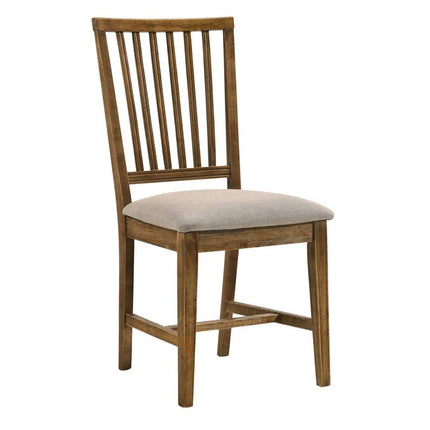 Wallace II - Side Chair (Set of 2) - Tan Linen & Weathered Oak - Tony's Home Furnishings