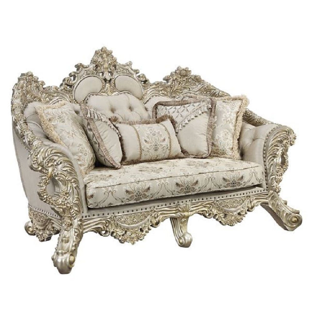 Danae - Loveseat - Fabric, Champagne & Gold Finish - Tony's Home Furnishings