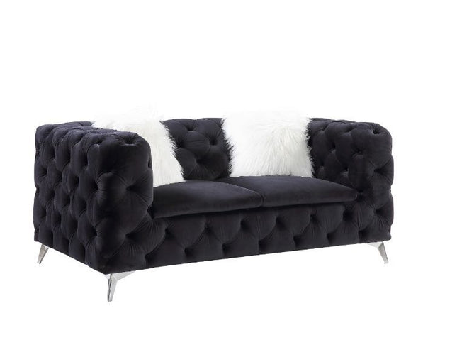 Phifina - Loveseat - Black Velvet - Tony's Home Furnishings