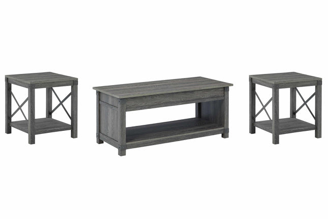 Freedan - Grayish Brown - 3 Pc. - Coffee Table, 2 End Tables Signature Design by Ashley® 