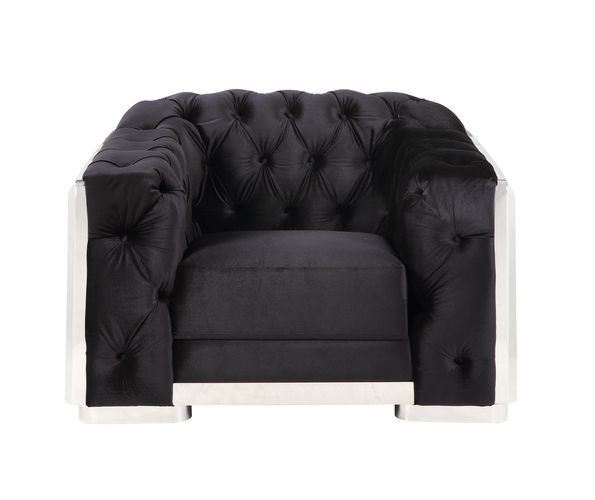 Pyroden - Chair - Black Velvet & Chrome Finish - Tony's Home Furnishings