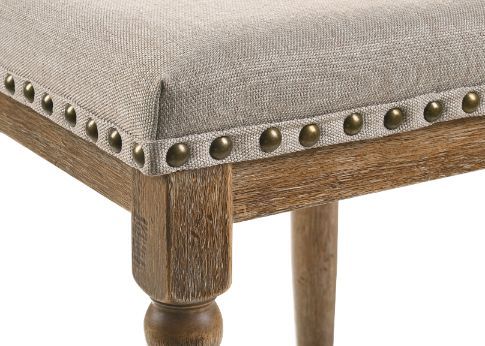 Farsiris - Stool (Set of 2) - Beige Fabric & Weathered Oak Finish - Tony's Home Furnishings