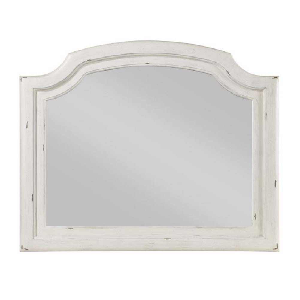 Jaqueline - Mirror - Light Gray Linen & Antique White Finish - Tony's Home Furnishings
