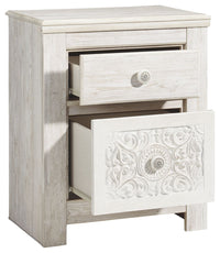 Thumbnail for Paxberry - Whitewash - Two Drawer Night Stand - Tony's Home Furnishings