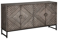 Thumbnail for Treybrook - Distressed Gray - 4 Door Accent Cabinet Tony's Home Furnishings Furniture. Beds. Dressers. Sofas.