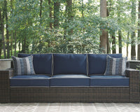 Thumbnail for Grasson - Brown / Blue - Sofa With Cushion - Tony's Home Furnishings