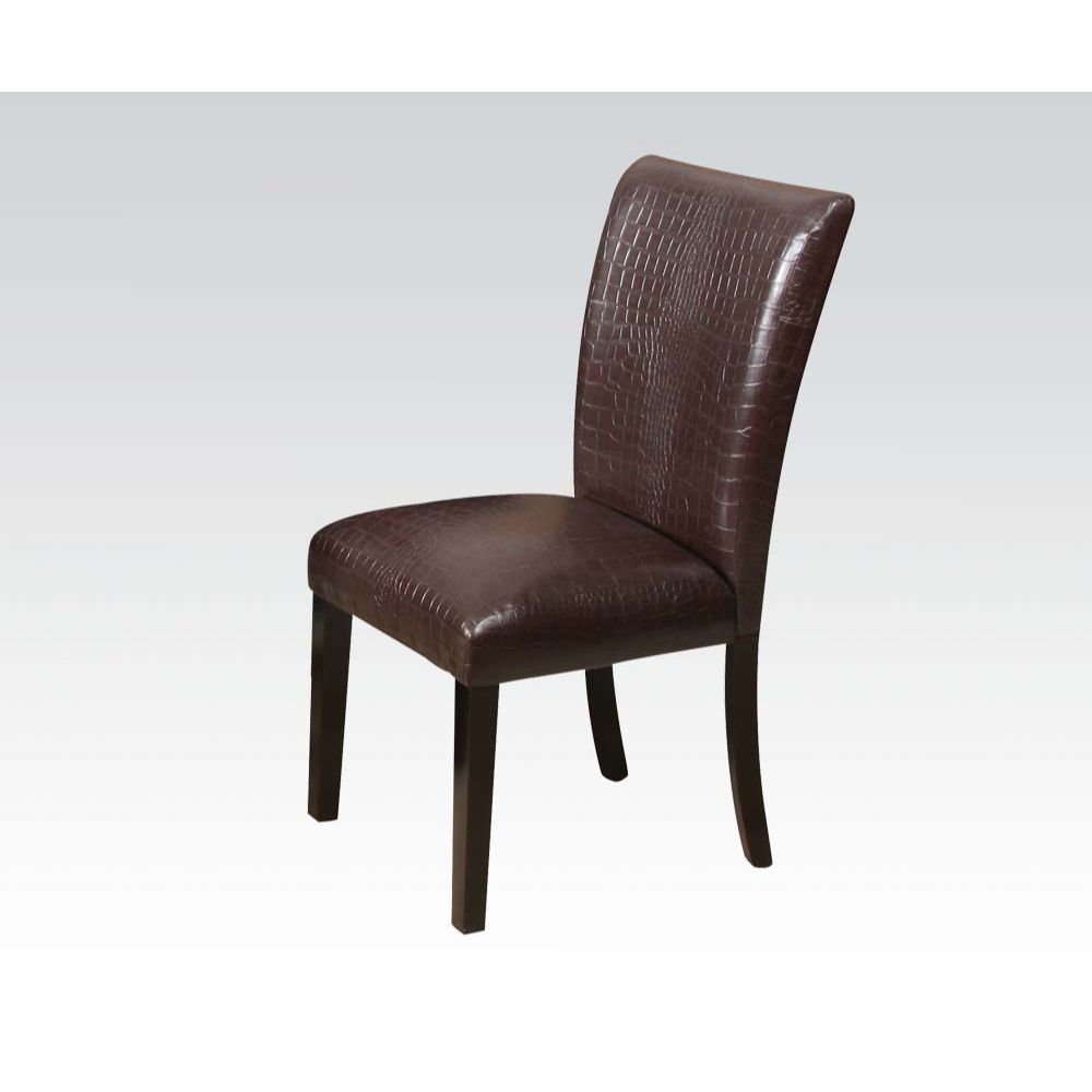 Fraser - Side Chair (Set of 2) - Dark Brown Crocodile PU, Espresso - Tony's Home Furnishings