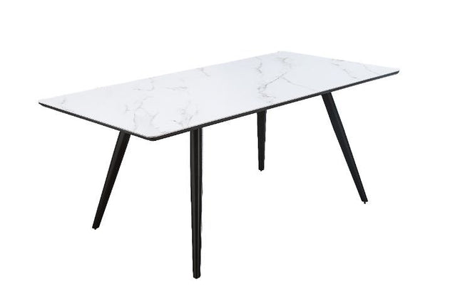 Caspian - Dining Table - White Printed Faux Marble & Black Finish - Tony's Home Furnishings