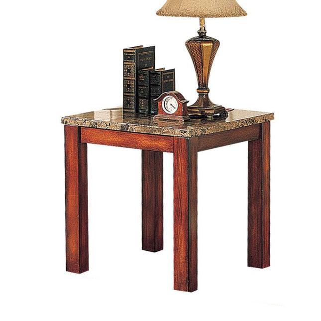 Bologna - End Table - Brown Marble & Brown Cherry - Tony's Home Furnishings