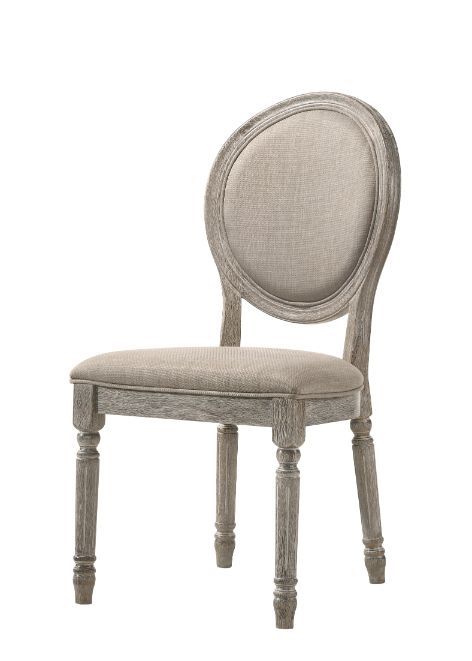 Faustine - Side Chair (Set of 2) - Tan Fabric & Salvaged Light Oak Finish - Tony's Home Furnishings