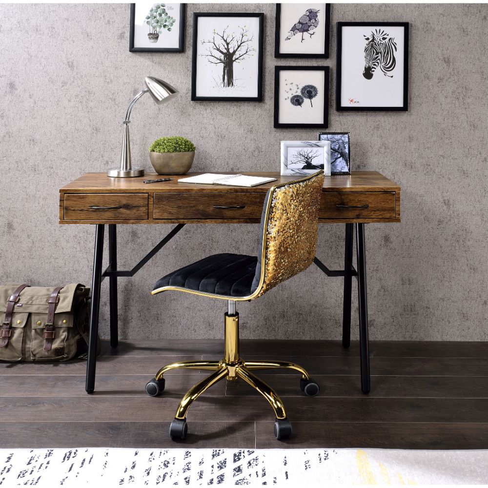 Jalia - Desk - Rustic Oak & Black - Tony's Home Furnishings