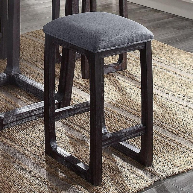 Razo - Stool - Fabric & Weathered Espresso - Tony's Home Furnishings