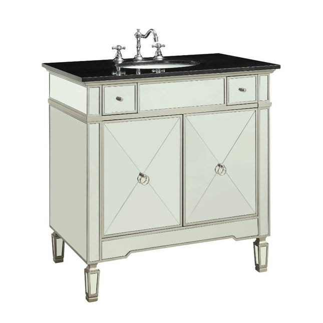 Atrian - Sink Cabinet - Black Marble & Mirrrored - Tony's Home Furnishings