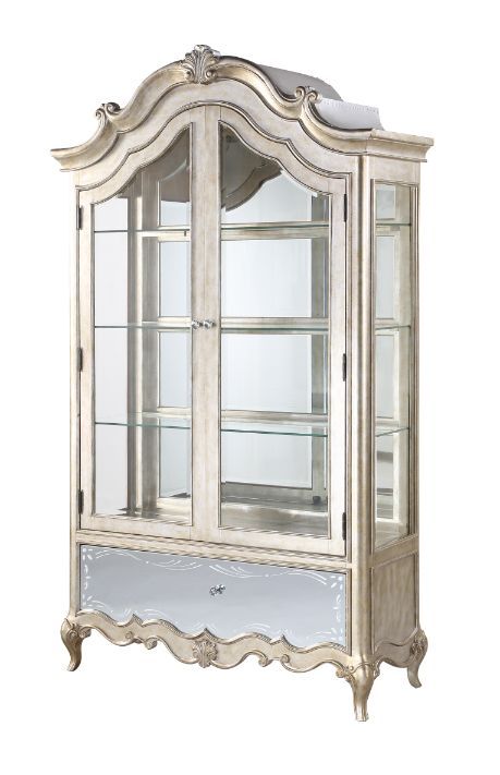 Esteban - Curio - Mirrored & Antique Champagne Finish - Tony's Home Furnishings