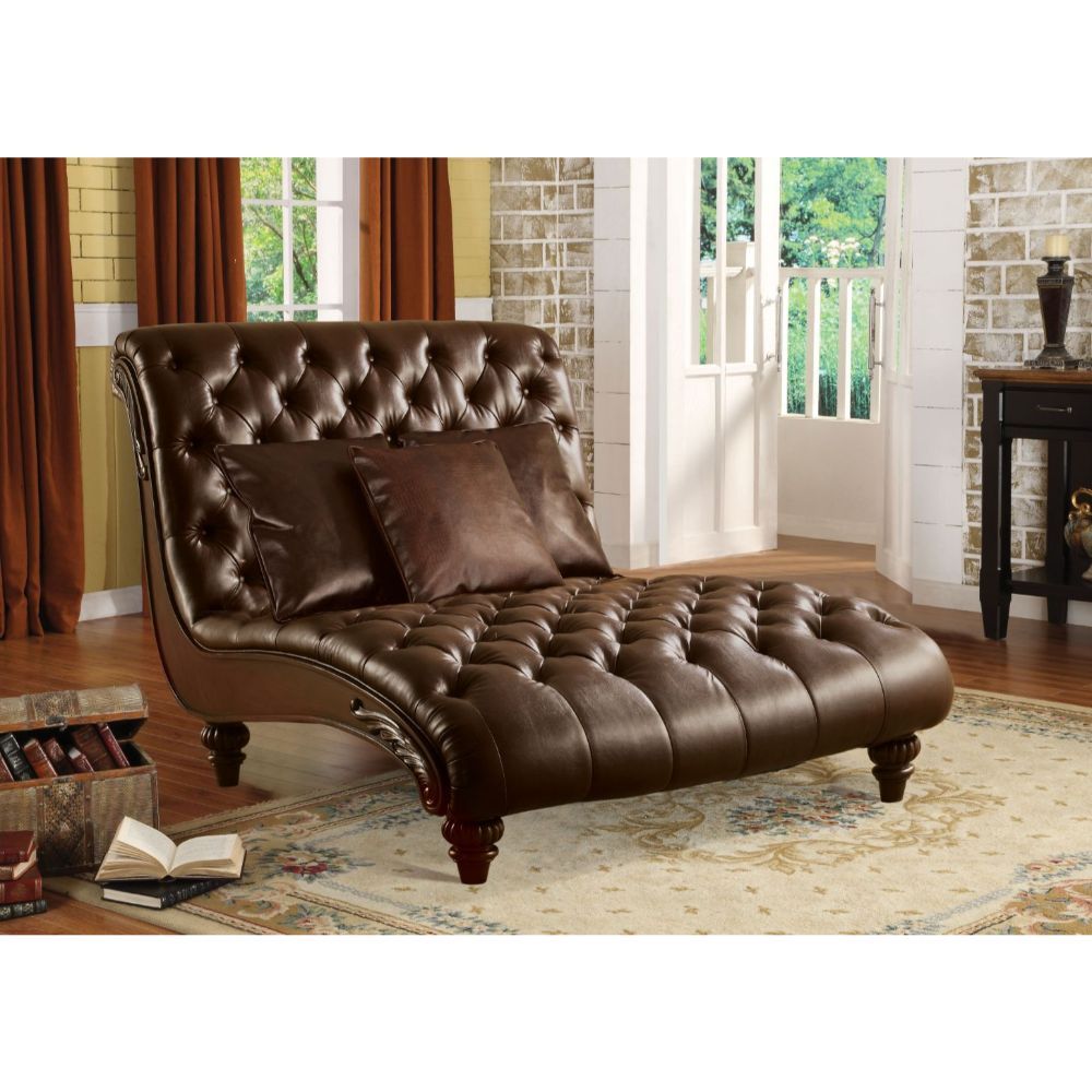 Anondale - Chaise - 2-Tone Brown PU - Tony's Home Furnishings