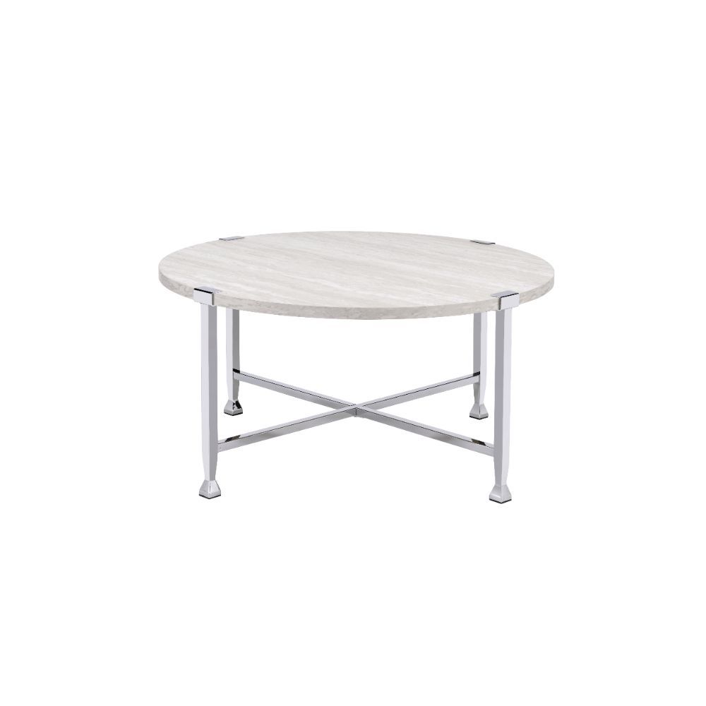 Brecon - Coffee Table - White Oak & Chrome - Tony's Home Furnishings