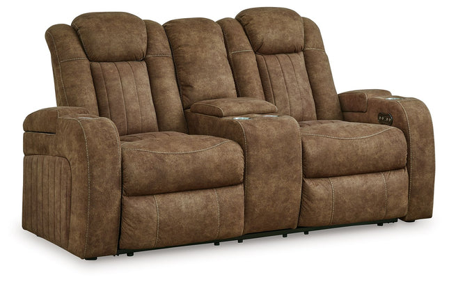 Wolfridge - Brindle - Power Reclining Loveseat With Console /Adj Hdrst Signature Design by Ashley® 