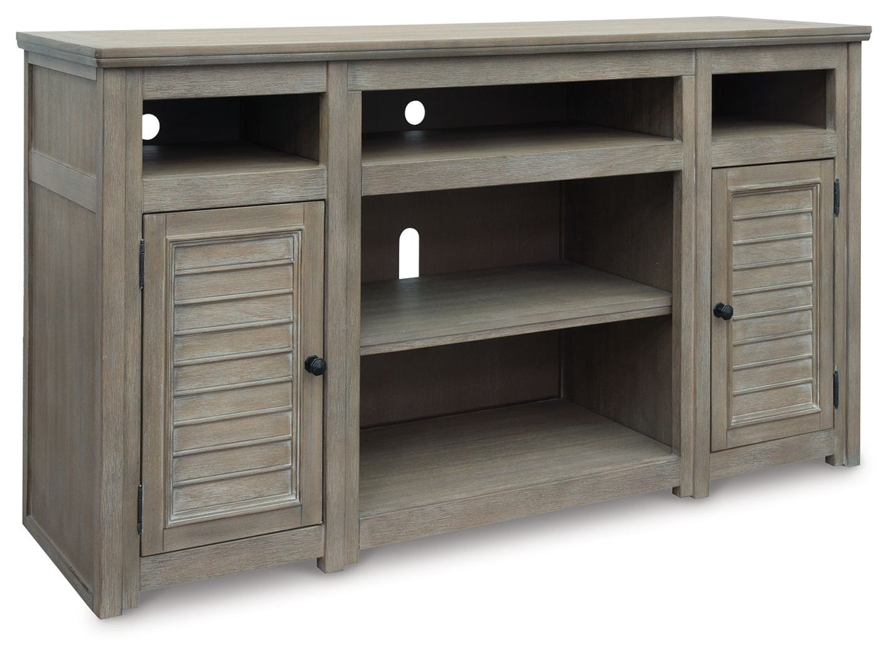 Moreshire - Bisque - 72" TV Stand W/Fireplace Option Tony's Home Furnishings Furniture. Beds. Dressers. Sofas.