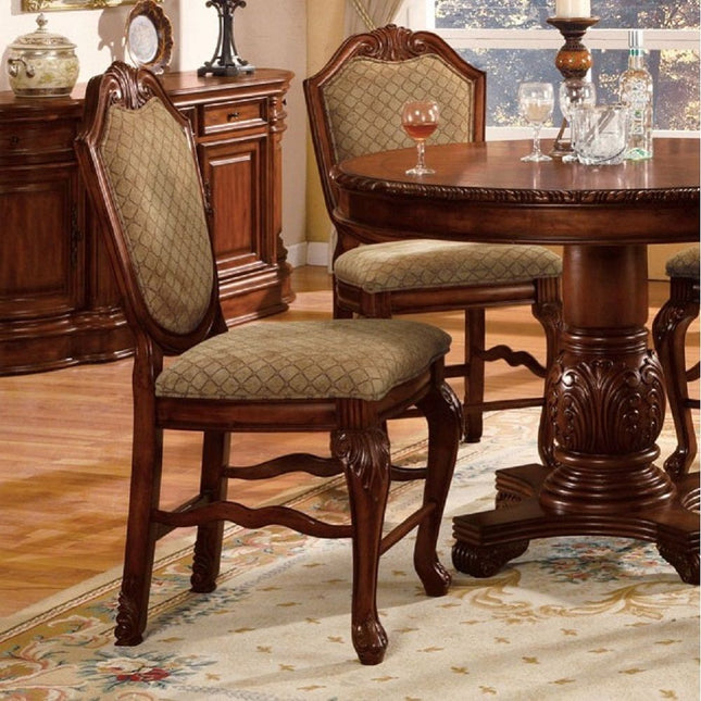 Chateau De Ville - Counter Height Chair (Set of 2) - Fabric & Cherry - Tony's Home Furnishings