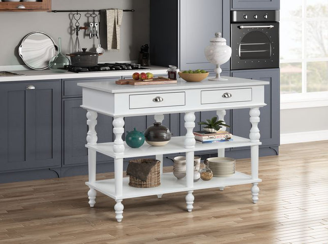 Rorratt - Kitchen Island - Marble & White Finish - Tony's Home Furnishings