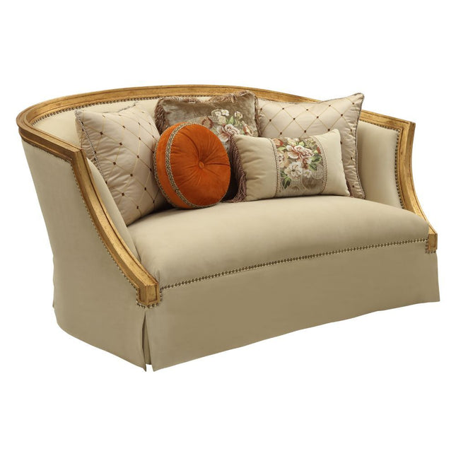 Daesha - Loveseat - Tan Flannel & Antique Gold - Tony's Home Furnishings