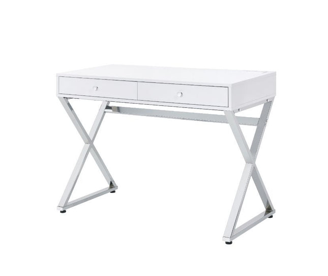 Coleen - Desk - White & Chrome Finish - Tony's Home Furnishings