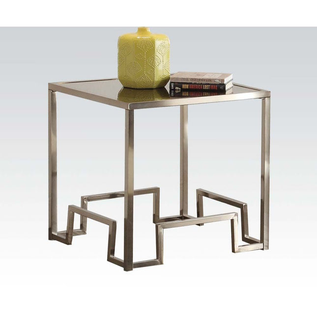 Damien - End Table - Champagne & Clear Glass - Tony's Home Furnishings