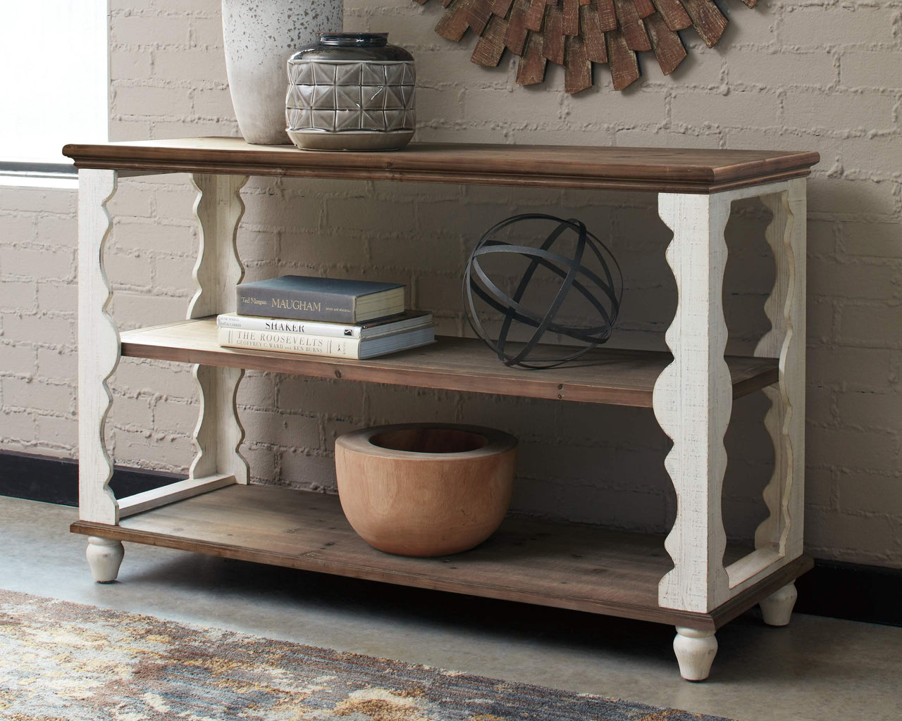 Alwyndale - Antique White / Brown - Console Sofa Table Tony's Home Furnishings Furniture. Beds. Dressers. Sofas.