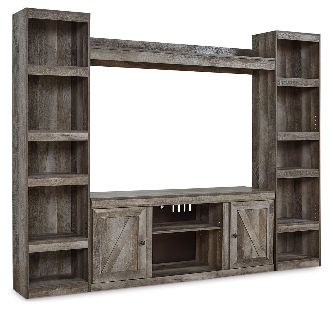 Wynnlow - Gray - 4-Piece Entertainment Center With LG TV Stand W/Fireplace Option Tony's Home Furnishings Furniture. Beds. Dressers. Sofas.