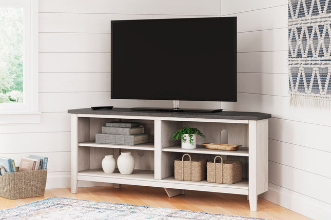 Dorrinson - Two-tone - Medium Corner TV Stand Signature Design by Ashley® 