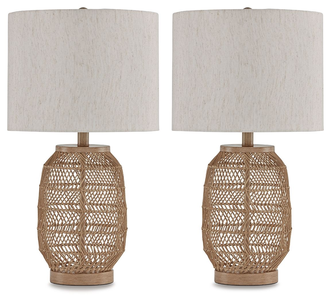 Orenman - Light Brown - Rattan Table Lamp (Set of 2) Tony's Home Furnishings Furniture. Beds. Dressers. Sofas.