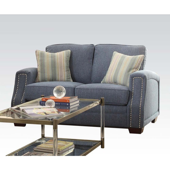 Betisa - Loveseat - Light Blue Fabric - Tony's Home Furnishings