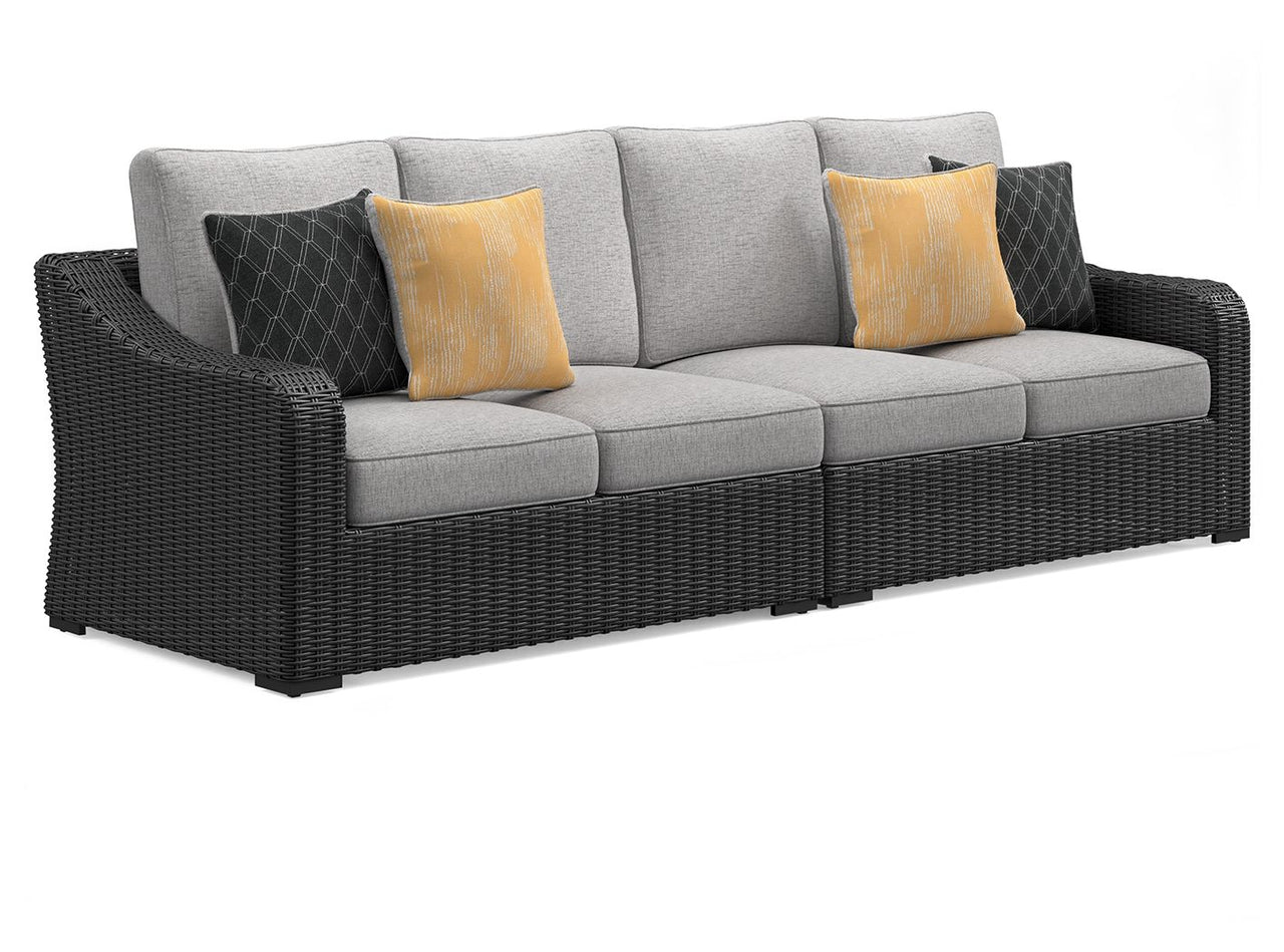 Beachcroft - Black / Light Gray - 2-Piece Outdoor Loveseat With Cushion - Tony's Home Furnishings