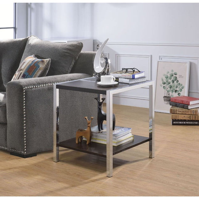 Jethro - End Table - Espresso & Chrome - Tony's Home Furnishings