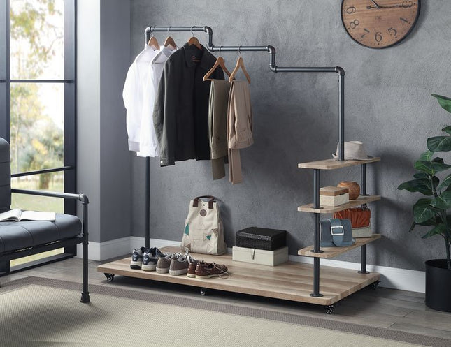 Brantley - Hanger Rack - Oak & Sandy Gray Finish - 63" - Tony's Home Furnishings