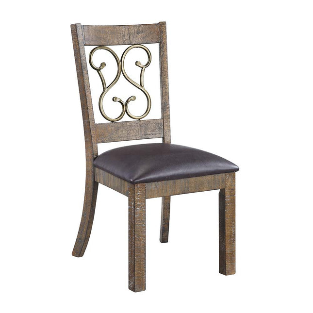 Raphaela - Side Chair (Set of 2) - Black PU & Weathered Cherry Finish - Tony's Home Furnishings