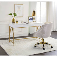 Thumbnail for Lightmane - Desk - White High Gloss & Gold - Tony's Home Furnishings