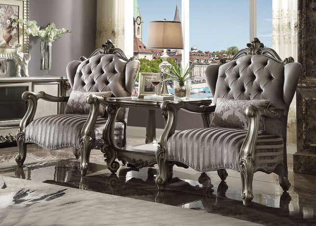 Versailles - Chair - Velvet & Antique Platinum - 47" - Tony's Home Furnishings