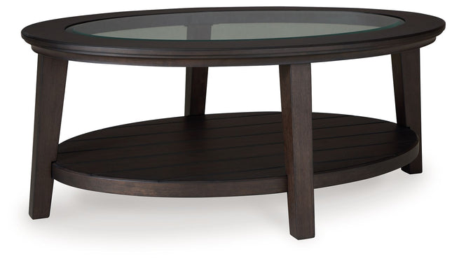 Celamar - Dark Brown - Oval Cocktail Table Signature Design by Ashley® 